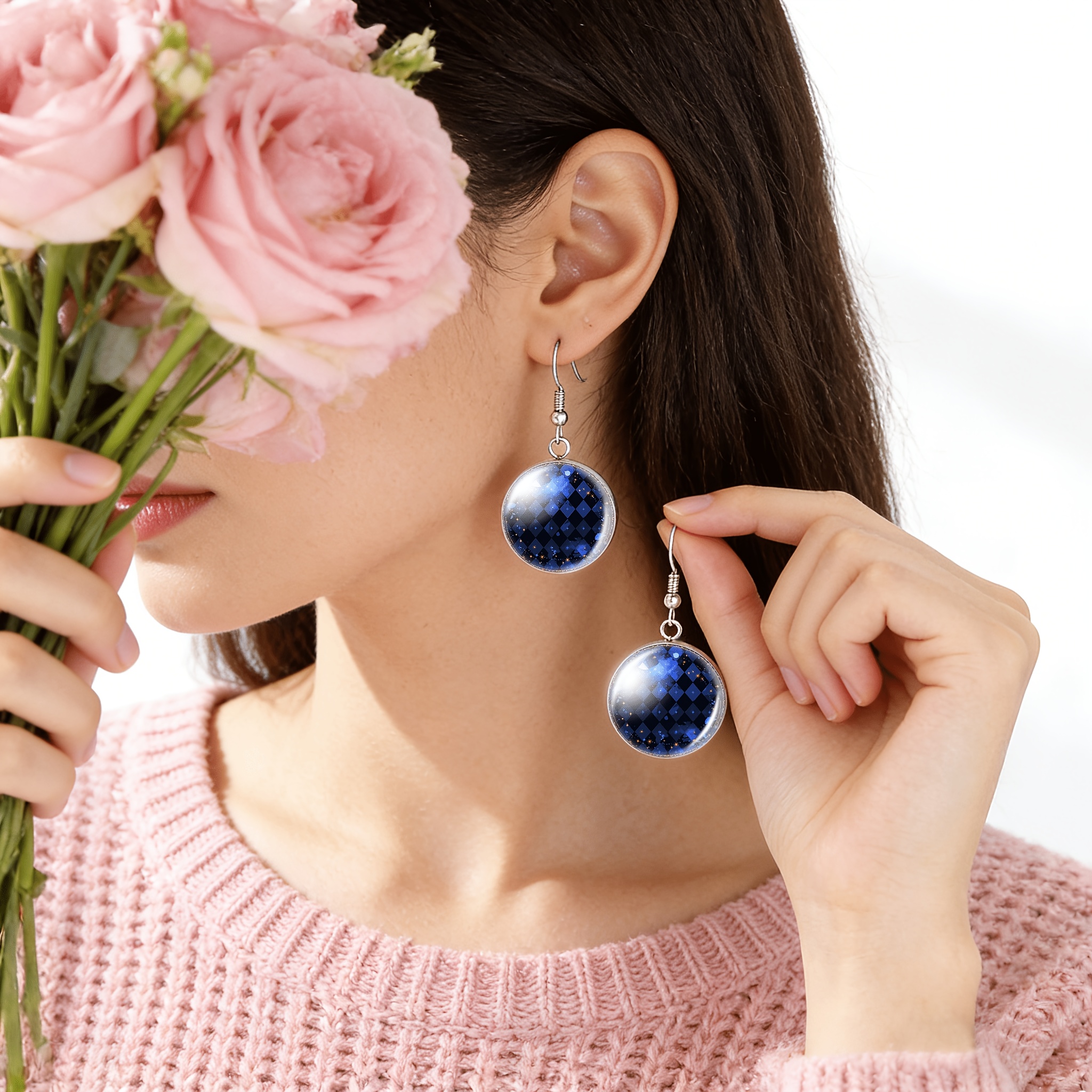 4pcs Starry Sky Pattern Jewelry Set with Necklace and Earrings